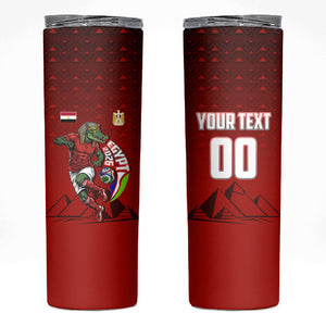 Personalized Egypt Soccer Crocodile Mascot Skinny Tumbler Egyptian Pyramid Football Cultural Graphic Art