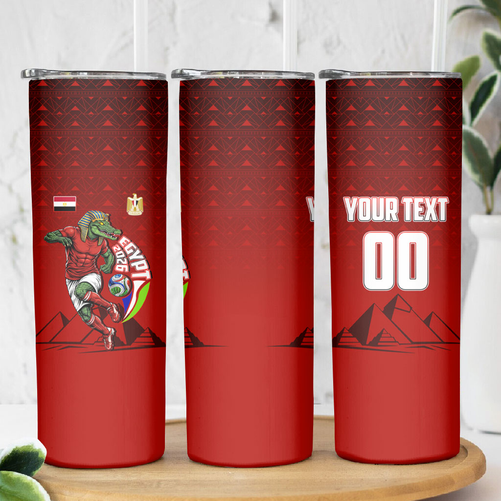 Personalized Egypt Soccer Crocodile Mascot Skinny Tumbler Egyptian Pyramid Football Cultural Graphic Art