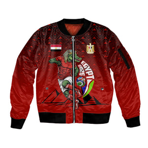 Personalized Egypt Soccer Crocodile Mascot Sleeve Zip Bomber Jacket Egyptian Pyramid Football Cultural Graphic Art