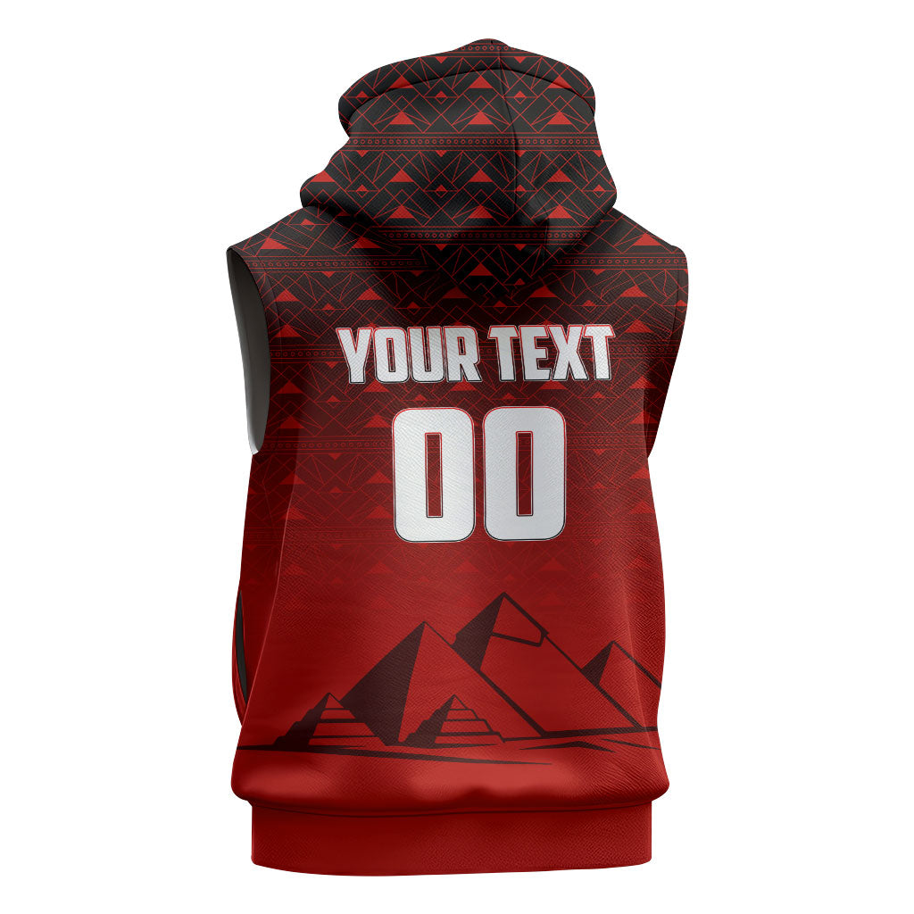Personalized Egypt Soccer Crocodile Mascot Sleeveless Zip Hoodie Egyptian Pyramid Football Cultural Graphic Art