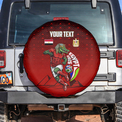 Personalized Egypt Soccer Crocodile Mascot Spare Tire Cover Egyptian Pyramid Football Cultural Graphic Art