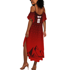 Personalized Egypt Soccer Crocodile Mascot Summer Maxi Dress Egyptian Pyramid Football Cultural Graphic Art