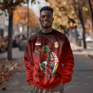 Personalized Egypt Soccer Crocodile Mascot Sweatshirt Egyptian Pyramid Football Cultural Graphic Art