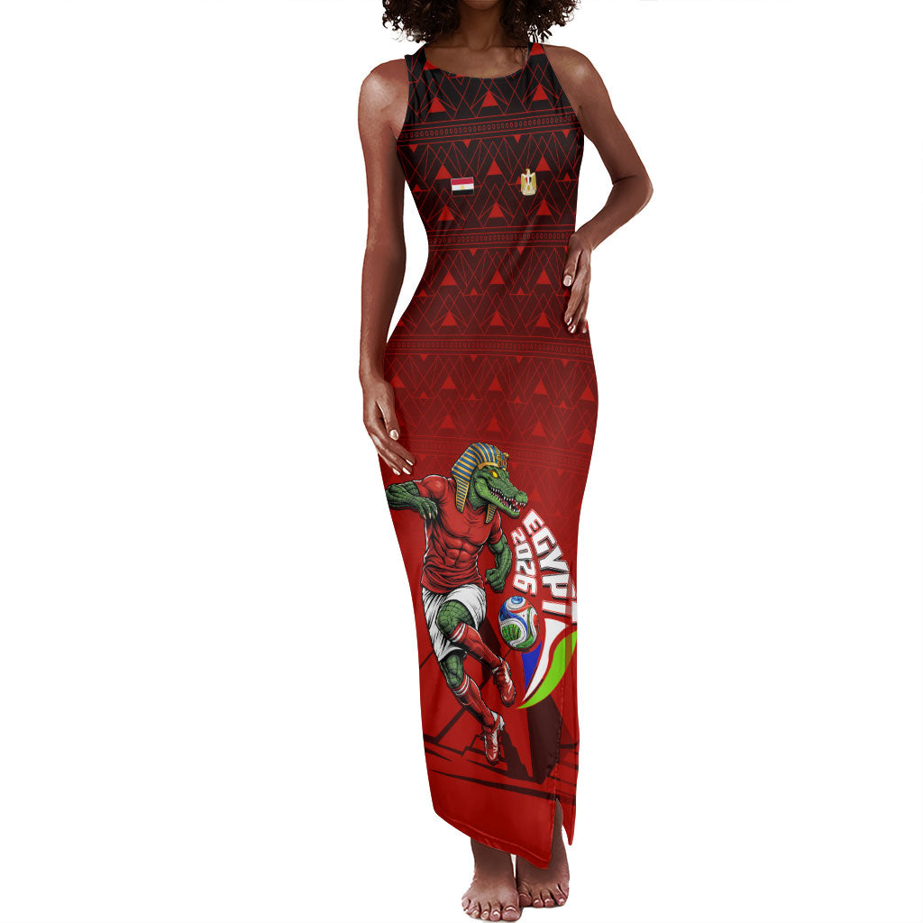 Personalized Egypt Soccer Crocodile Mascot Tank Maxi Dress Egyptian Pyramid Football Cultural Graphic Art