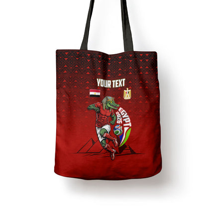Personalized Egypt Soccer Crocodile Mascot Tote Bag Egyptian Pyramid Football Cultural Graphic Art
