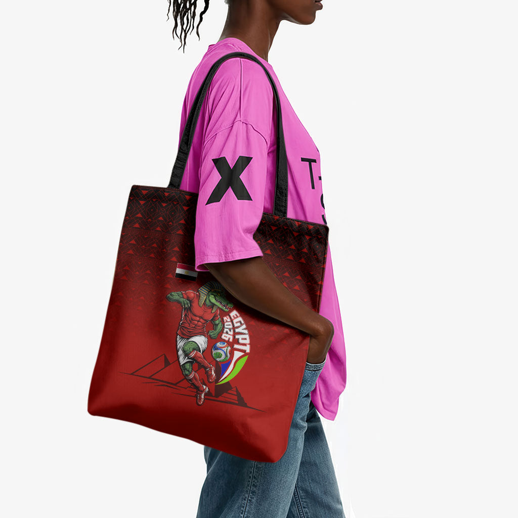 Personalized Egypt Soccer Crocodile Mascot Tote Bag Egyptian Pyramid Football Cultural Graphic Art