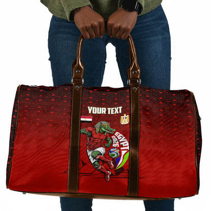 Personalized Egypt Soccer Crocodile Mascot Travel Bag Egyptian Pyramid Football Cultural Graphic Art