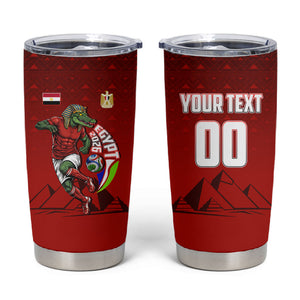 Personalized Egypt Soccer Crocodile Mascot Tumbler Cup Egyptian Pyramid Football Cultural Graphic Art