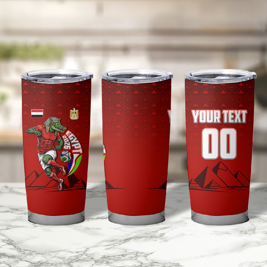 Personalized Egypt Soccer Crocodile Mascot Tumbler Cup Egyptian Pyramid Football Cultural Graphic Art