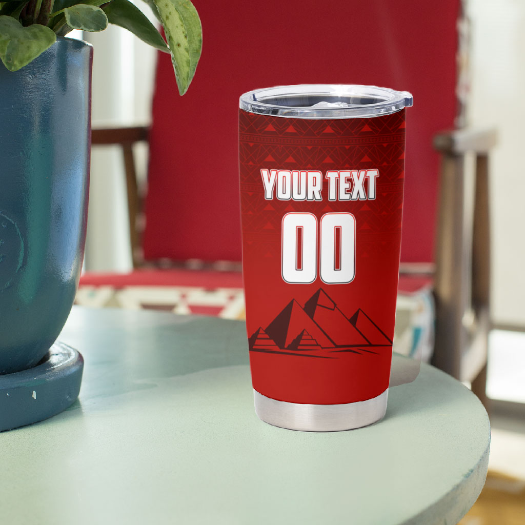 Personalized Egypt Soccer Crocodile Mascot Tumbler Cup Egyptian Pyramid Football Cultural Graphic Art
