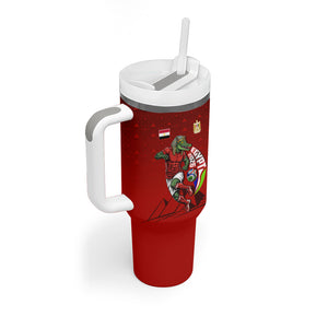 Personalized Egypt Soccer Crocodile Mascot Tumbler With Handle Egyptian Pyramid Football Cultural Graphic Art