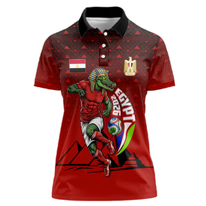 Personalized Egypt Soccer Crocodile Mascot Women Polo Shirt Egyptian Pyramid Football Cultural Graphic Art