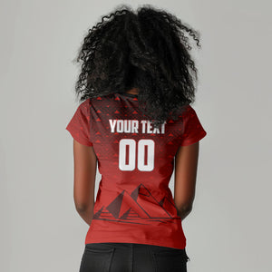 Personalized Egypt Soccer Crocodile Mascot Women V-Neck T-Shirt Egyptian Pyramid Football Cultural Graphic Art