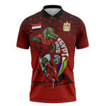 Personalized Egypt Soccer Crocodile Mascot Zipper Polo Shirt Egyptian Pyramid Football Cultural Graphic Art