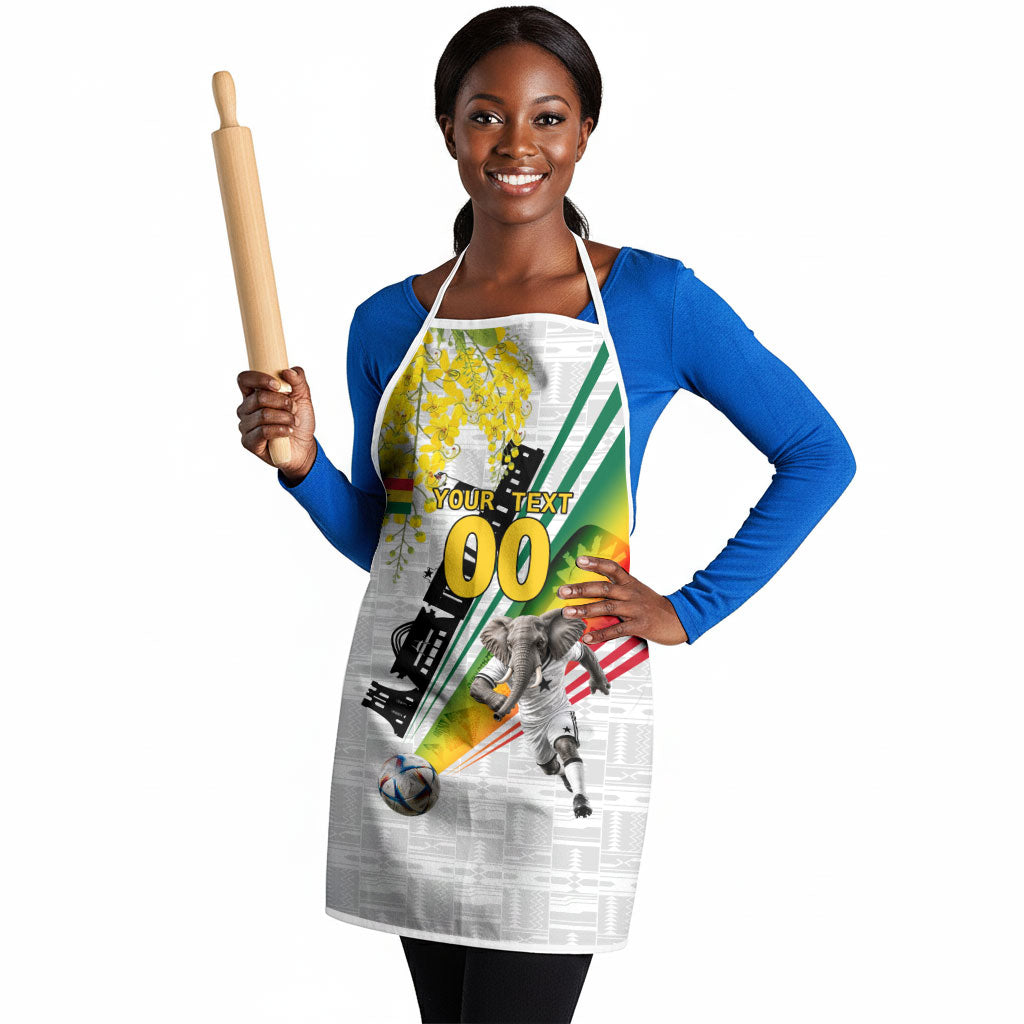Personalized Ghana Soccer Elephant Apron Ghana Flag Kente Football Player - Cassia Fistula Flower
