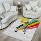 Personalized Ghana Soccer Elephant Area Rug Ghana Flag Kente Football Player - Cassia Fistula Flower