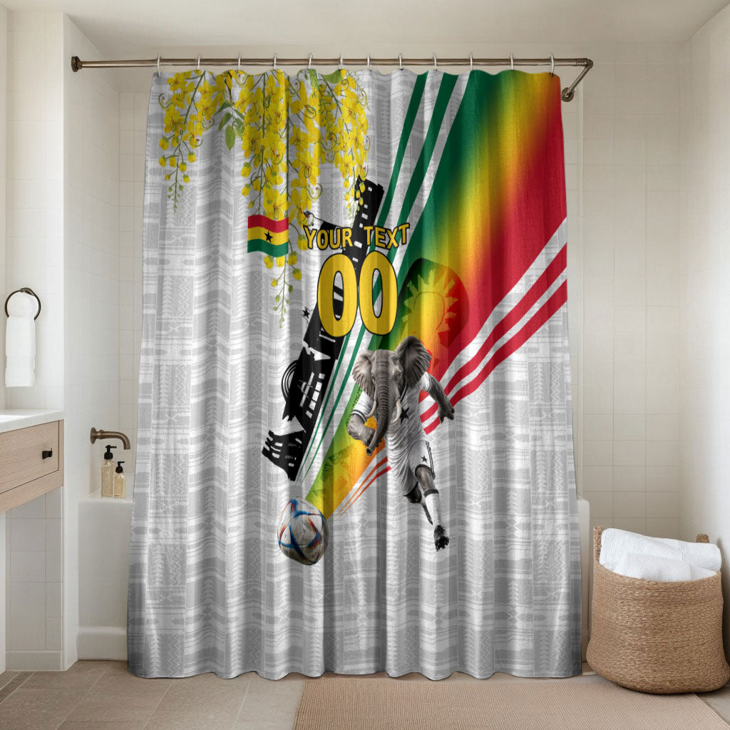 Personalized Ghana Soccer Elephant Bathroom Set Ghana Flag Kente Football Player - Cassia Fistula Flower