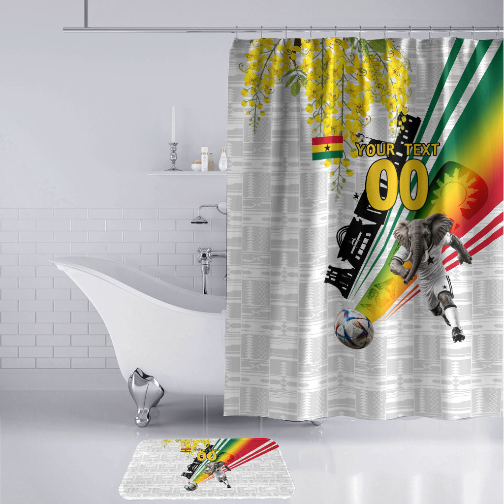 Personalized Ghana Soccer Elephant Bathroom Set Ghana Flag Kente Football Player - Cassia Fistula Flower
