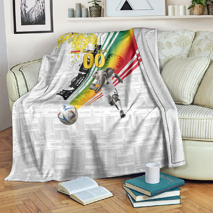 Personalized Ghana Soccer Elephant Blanket Ghana Flag Kente Football Player - Cassia Fistula Flower