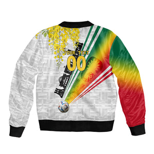 Personalized Ghana Soccer Elephant Bomber Jacket Ghana Flag Kente Football Player - Cassia Fistula Flower