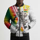 Personalized Ghana Soccer Elephant Bomber Puffer Jacket Ghana Flag Kente Football Player - Cassia Fistula Flower