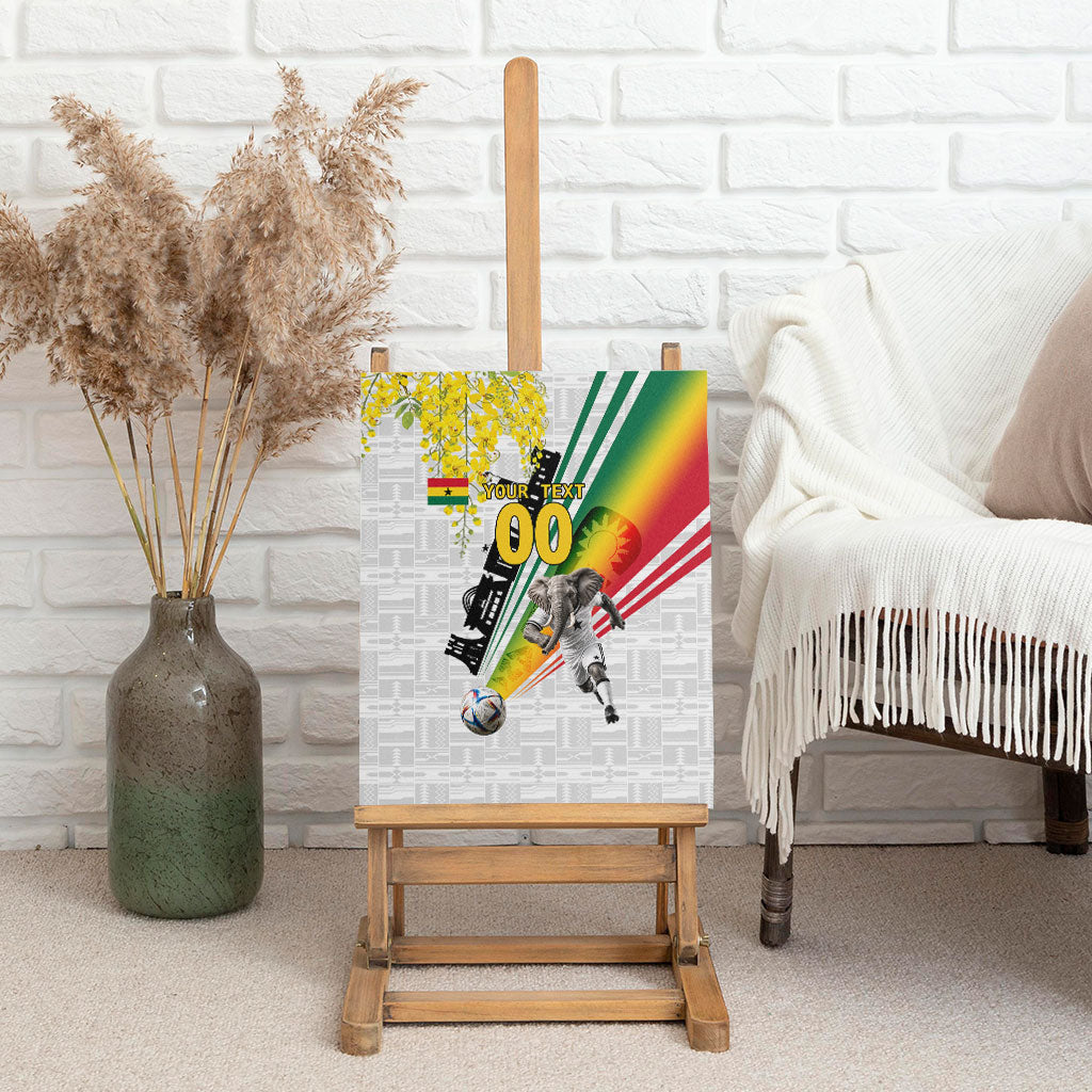 Personalized Ghana Soccer Elephant Canvas Wall Art Ghana Flag Kente Football Player - Cassia Fistula Flower