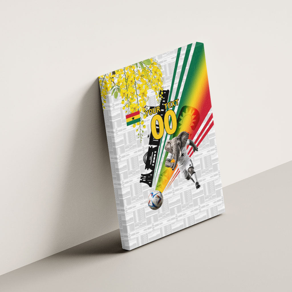 Personalized Ghana Soccer Elephant Canvas Wall Art Ghana Flag Kente Football Player - Cassia Fistula Flower