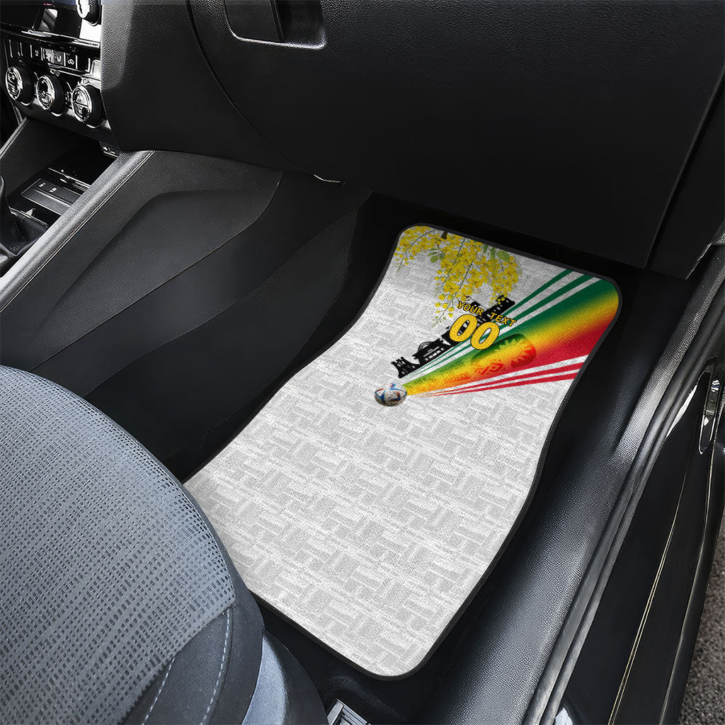 Personalized Ghana Soccer Elephant Car Mats Ghana Flag Kente Football Player - Cassia Fistula Flower
