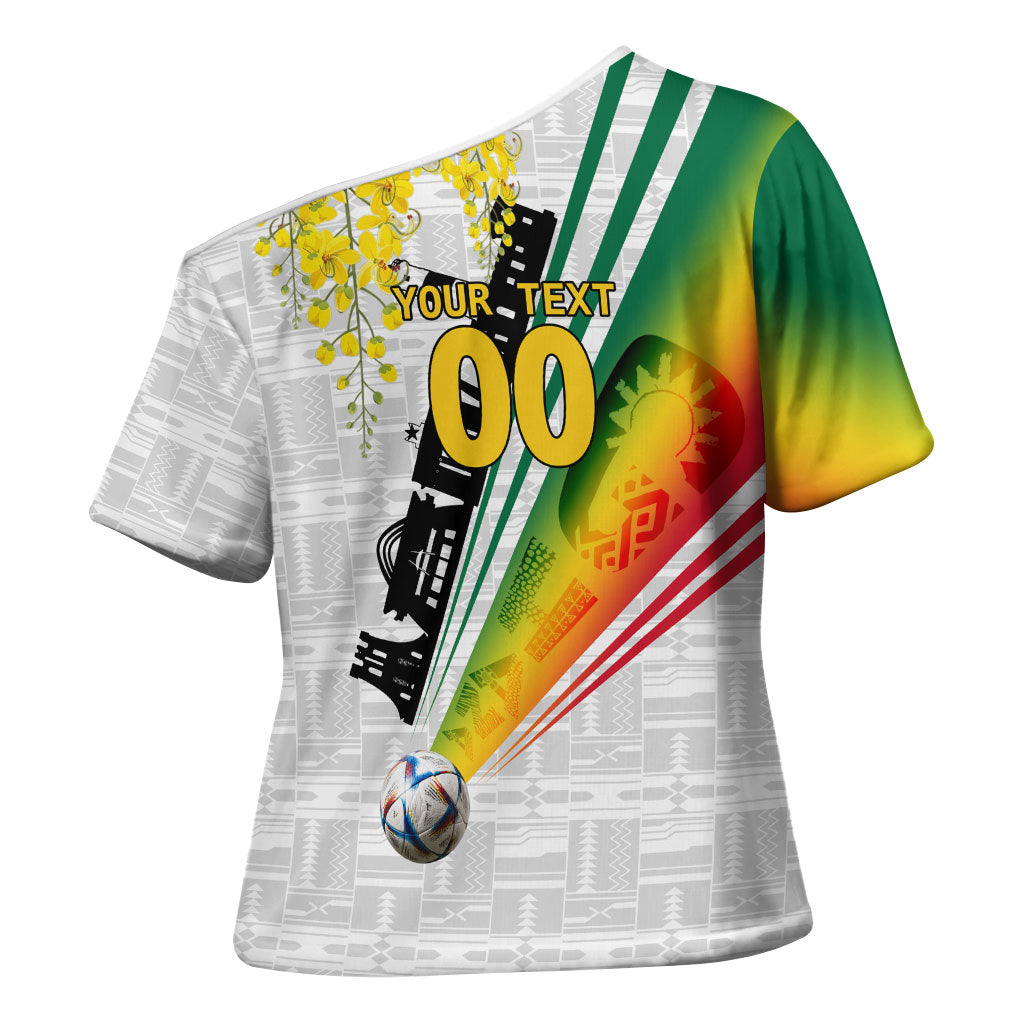 Personalized Ghana Soccer Elephant Cross Shoulder Shirt Ghana Flag Kente Football Player - Cassia Fistula Flower