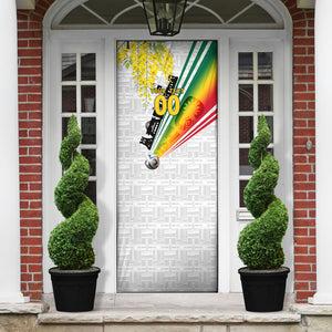 Personalized Ghana Soccer Elephant Door Cover Ghana Flag Kente Football Player - Cassia Fistula Flower