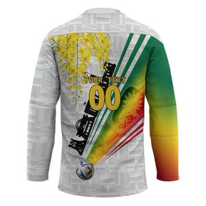 Personalized Ghana Soccer Elephant Hockey Jersey Ghana Flag Kente Football Player - Cassia Fistula Flower