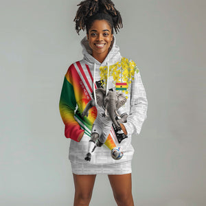 Personalized Ghana Soccer Elephant Hoodie Dress Ghana Flag Kente Football Player - Cassia Fistula Flower