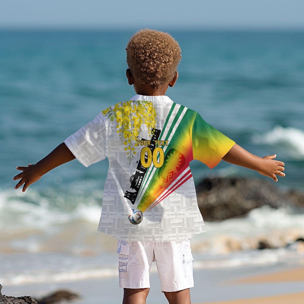 Personalized Ghana Soccer Elephant Kid Hawaiian Shirt Ghana Flag Kente Football Player - Cassia Fistula Flower
