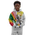 Personalized Ghana Soccer Elephant Kid Hoodie Ghana Flag Kente Football Player - Cassia Fistula Flower