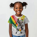 Personalized Ghana Soccer Elephant Kid T shirt Ghana Flag Kente Football Player - Cassia Fistula Flower