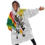 Personalized Ghana Soccer Elephant Kid Wearable Blanket Hoodie Ghana Flag Kente Football Player - Cassia Fistula Flower