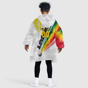 Personalized Ghana Soccer Elephant Kid Wearable Blanket Hoodie Ghana Flag Kente Football Player - Cassia Fistula Flower