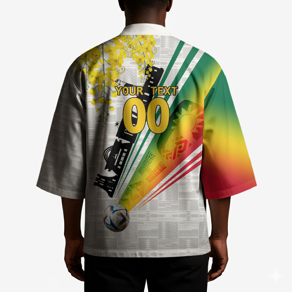 Personalized Ghana Soccer Elephant Kimono Ghana Flag Kente Football Player - Cassia Fistula Flower
