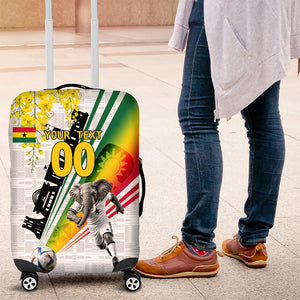 Personalized Ghana Soccer Elephant Luggage Cover Ghana Flag Kente Football Player - Cassia Fistula Flower