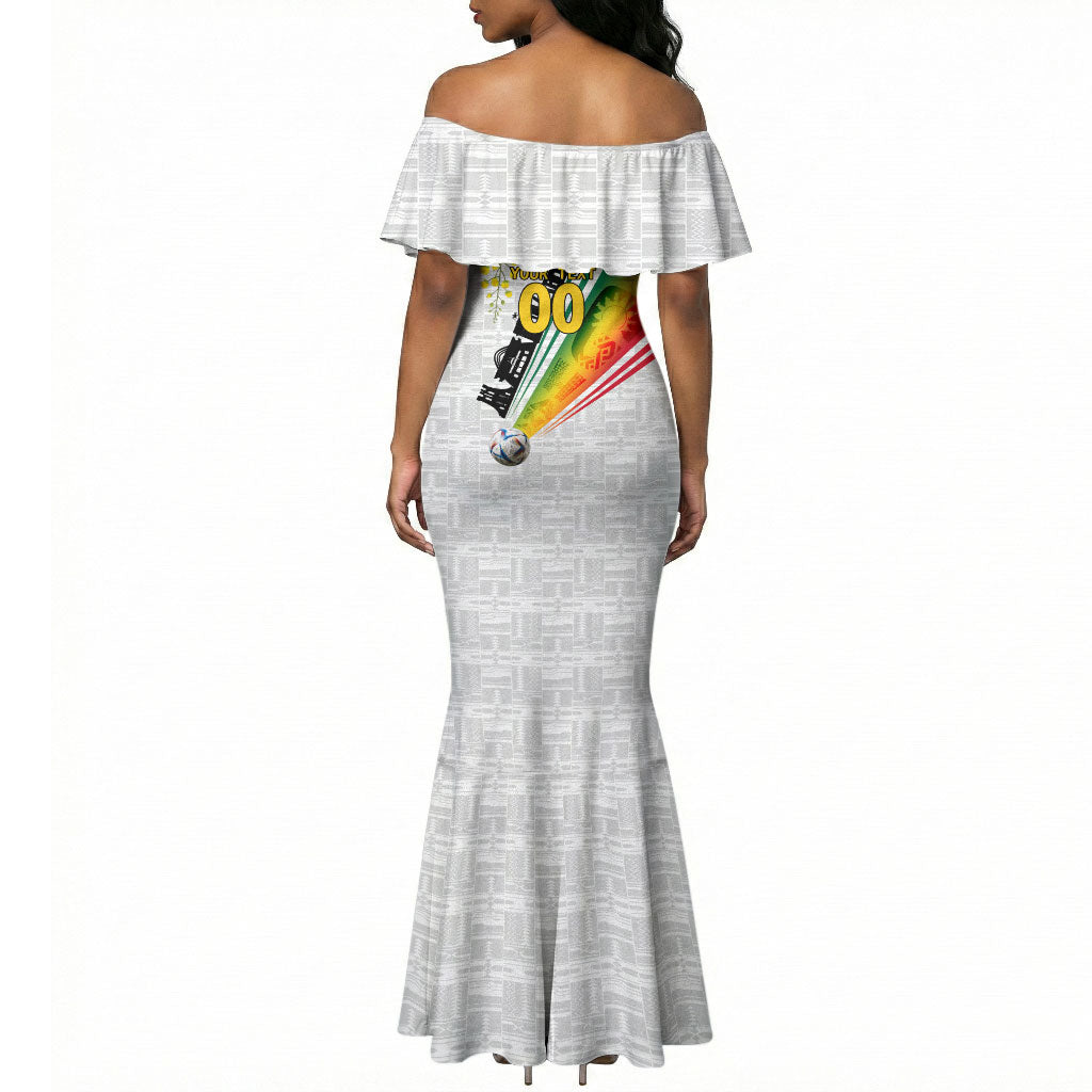 Personalized Ghana Soccer Elephant Mermaid Dress Ghana Flag Kente Football Player - Cassia Fistula Flower