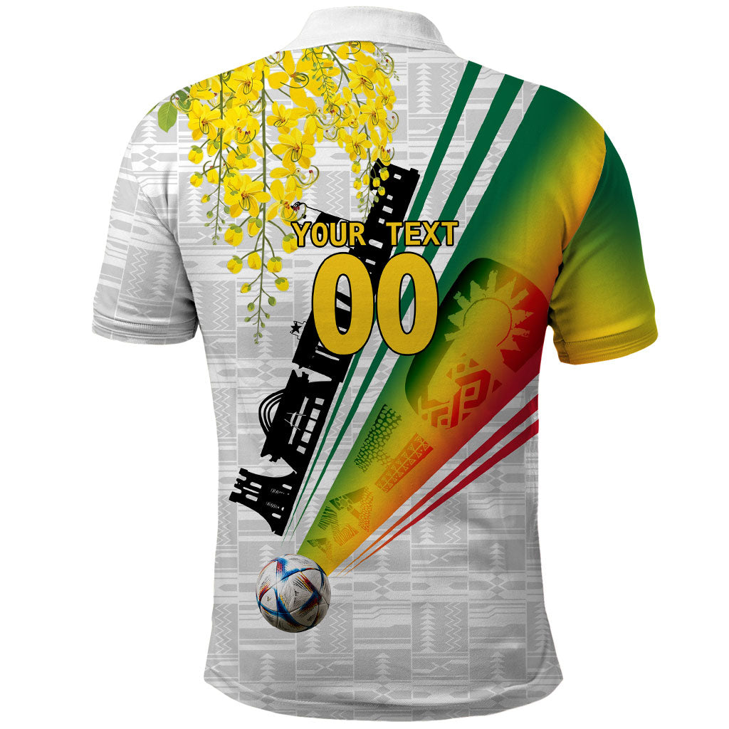 Personalized Ghana Soccer Elephant Polo Shirt Ghana Flag Kente Football Player - Cassia Fistula Flower