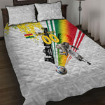 Personalized Ghana Soccer Elephant Quilt Bed Set Ghana Flag Kente Football Player - Cassia Fistula Flower