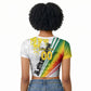 Personalized Ghana Soccer Elephant Raglan Cropped T shirt Ghana Flag Kente Football Player - Cassia Fistula Flower