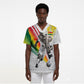 Personalized Ghana Soccer Elephant Scrub Top Ghana Flag Kente Football Player - Cassia Fistula Flower