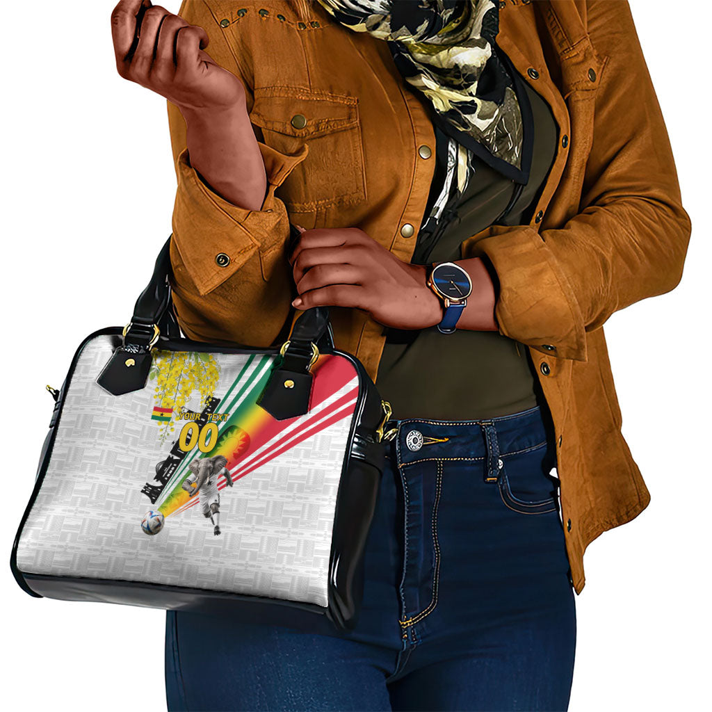 Personalized Ghana Soccer Elephant Shoulder Handbag Ghana Flag Kente Football Player - Cassia Fistula Flower