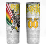 Personalized Ghana Soccer Elephant Skinny Tumbler Ghana Flag Kente Football Player - Cassia Fistula Flower