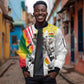 Personalized Ghana Soccer Elephant Sleeve Zip Bomber Jacket Ghana Flag Kente Football Player - Cassia Fistula Flower