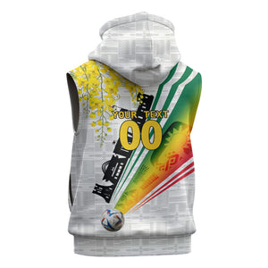 Personalized Ghana Soccer Elephant Sleeveless Hoodie Ghana Flag Kente Football Player - Cassia Fistula Flower