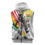 Personalized Ghana Soccer Elephant Sleeveless Zip Hoodie Ghana Flag Kente Football Player - Cassia Fistula Flower