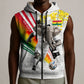 Personalized Ghana Soccer Elephant Sleeveless Zip Hoodie Ghana Flag Kente Football Player - Cassia Fistula Flower